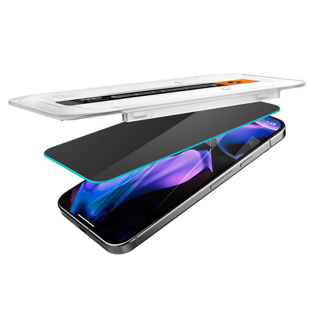 Privacy-skärmskydd Spigen GlastR EZ FIT för Google Pixel 9 Pro XL, härdat glas, full limning, set om 2 stycken AGL09313