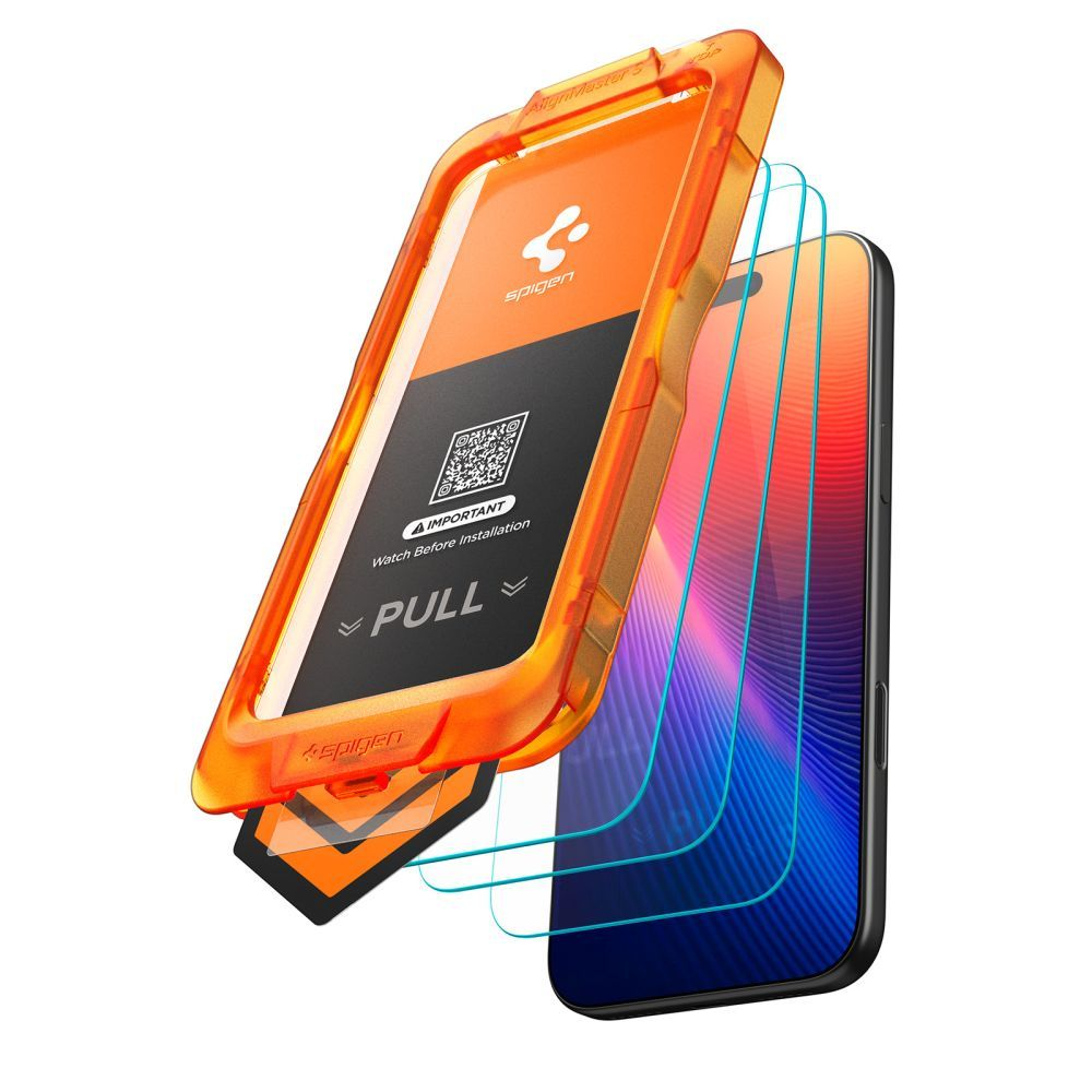Spigen GlastR Align Master Slim Screen Protector for Apple iPhone 17 Pro Max, Tempered Glass, Full Glue, Set of 3 pieces AGL10099
