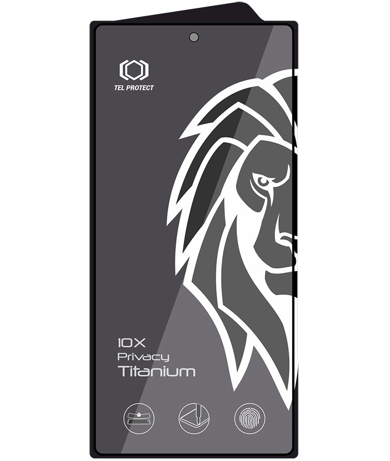 Tel Protect 10X Plus Titanium integritetsskyddande skärmskydd för Samsung Galaxy S25 Ultra S938, härdat glas, helhäftande