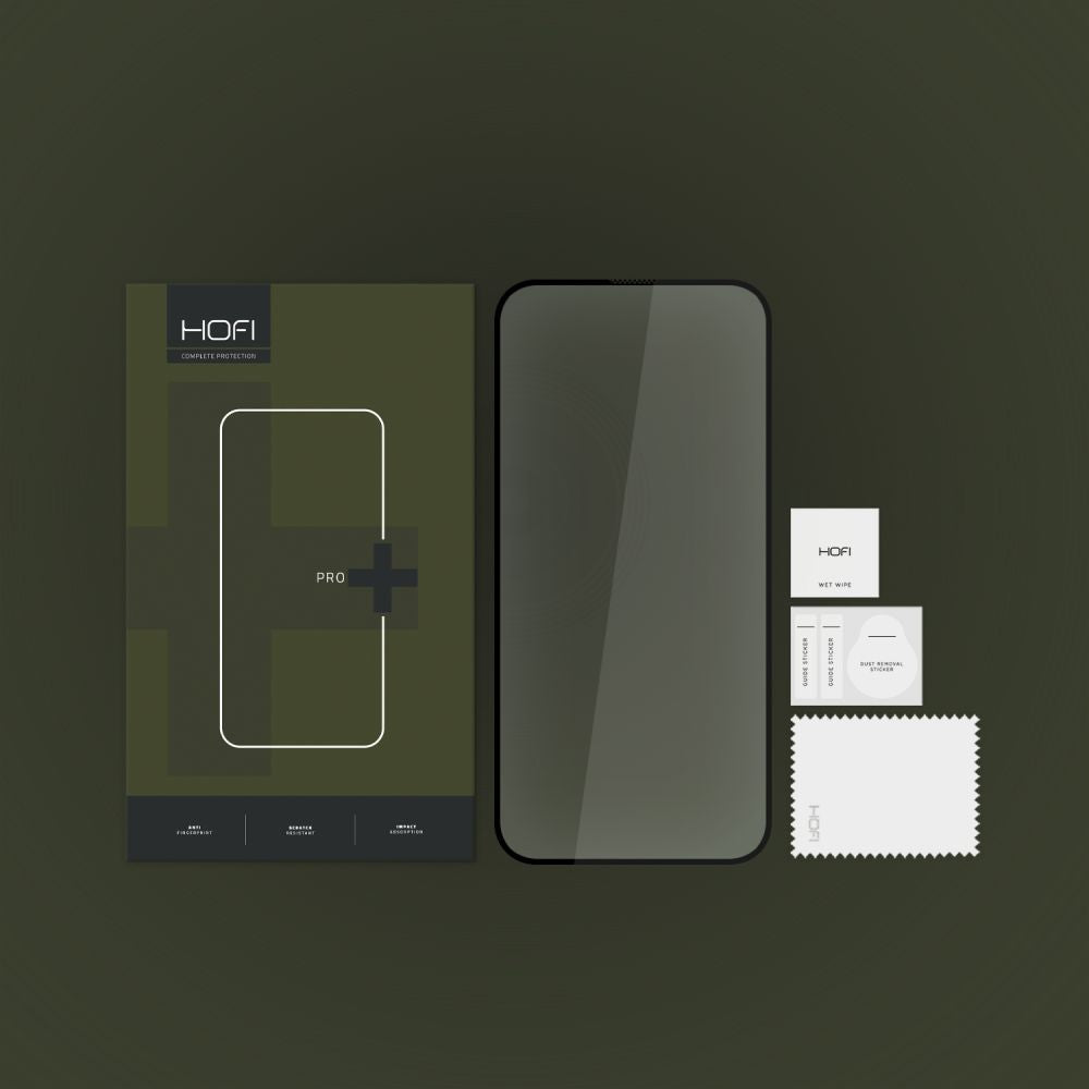 Skärmskydd HOFI PRO+ för Apple iPhone 15, Härdat Glas, Fullt Lim, 2.5D, Svart