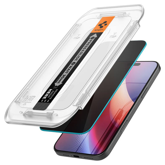 Skärmskydd Privacy Spigen GlastR EZ FIT för Apple iPhone 17 Pro / 17 / 16 Pro, Härdat Glas, Full Lim, Set med 2 stycken AGL07929
