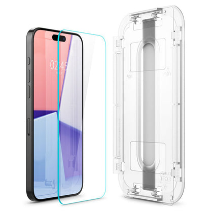 Skärmskydd Spigen GlastR EZ FIT för Apple iPhone 15 Pro, Härdat Glas, Fullt Lim, Set med 2 stycken AGL06892