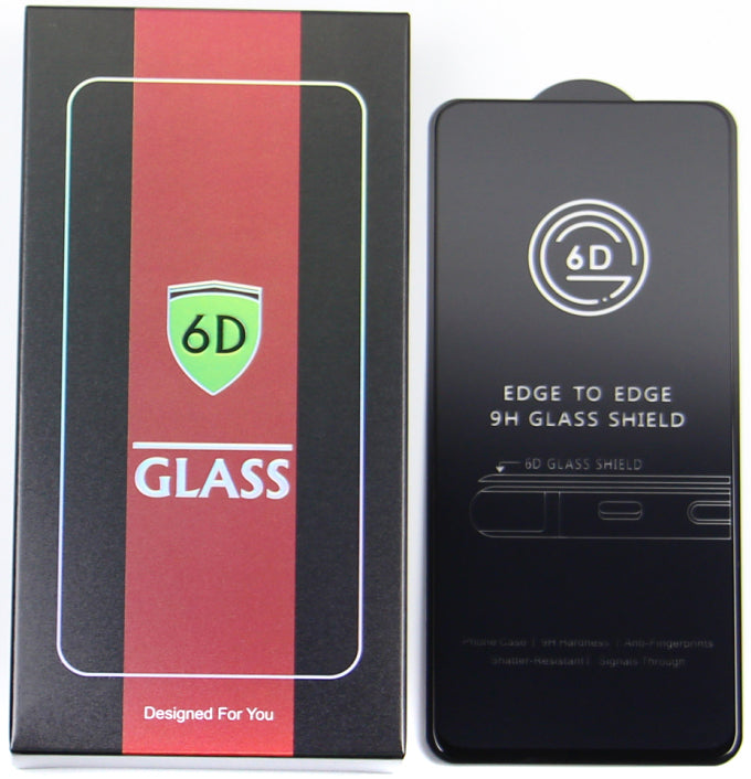 OEM skärmskydd för Apple iPhone 17e / 16e / 14 / 13 Pro, härdat glas, full limning, set om 10 stycken, 6D, svart