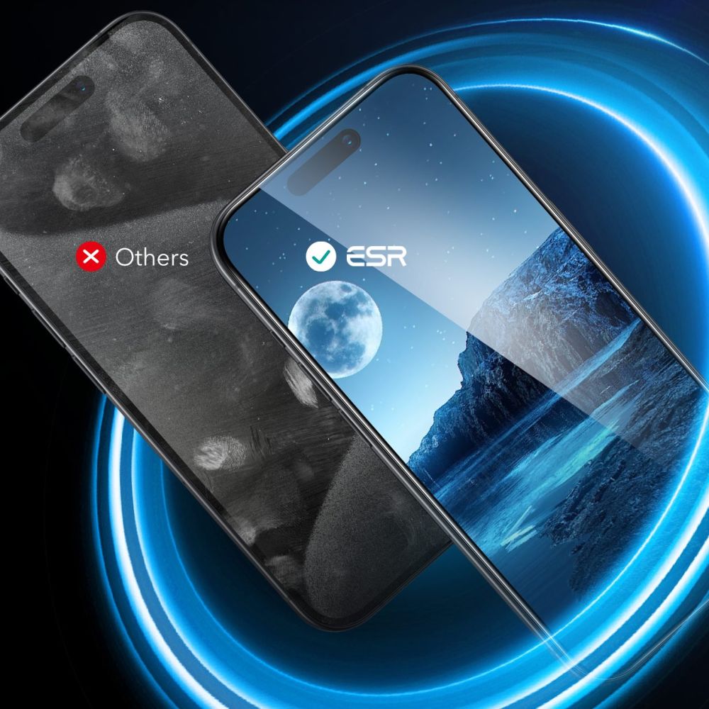 Skärmskydd ESR för Apple iPhone 16 Pro Max, Härdat Glas, Full Lim, Set med 2 stycken, Svart