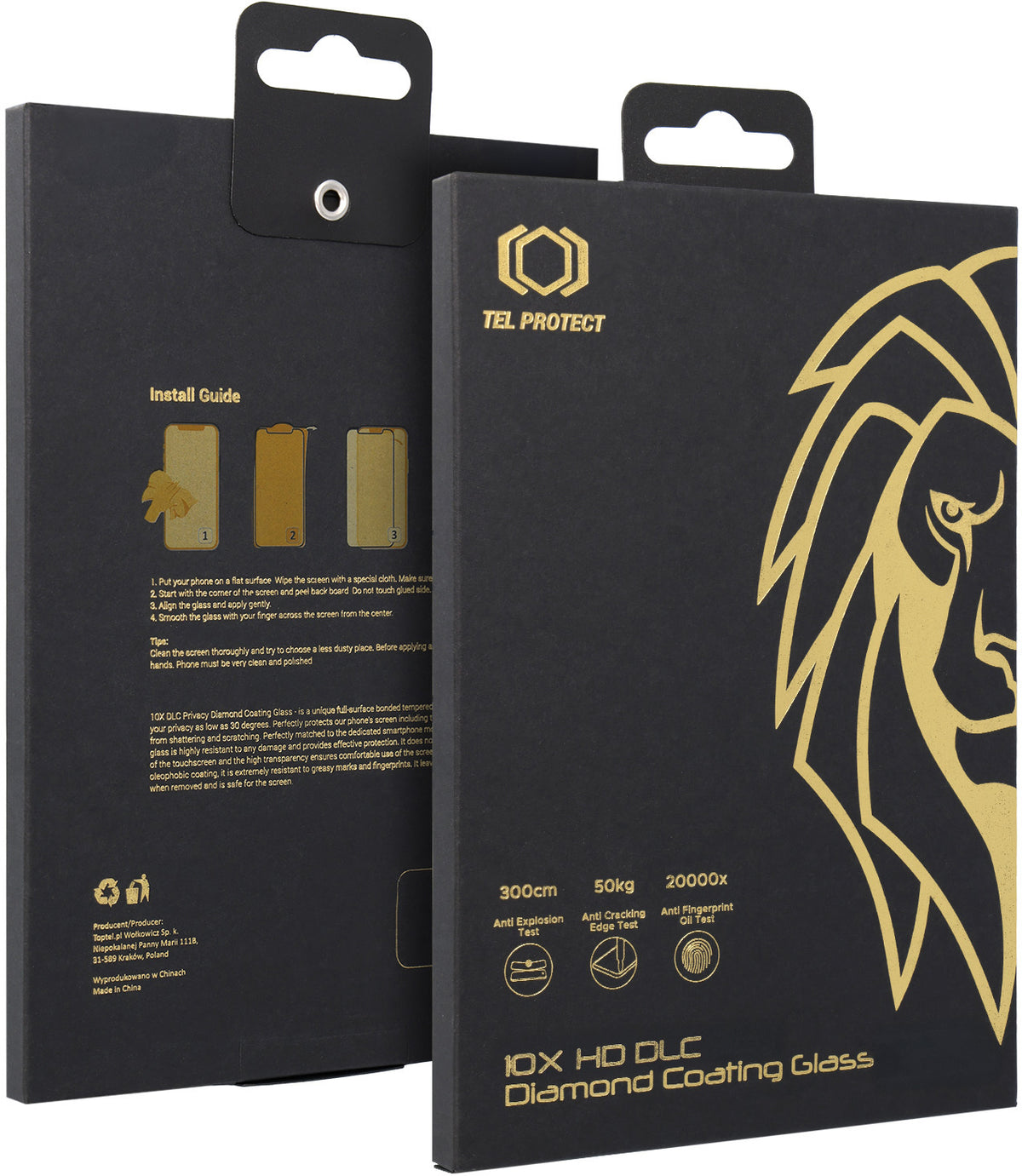 Tel Protect 10X HD DLC Diamond Coating skärmskydd för Apple iPhone 17 / 16 Pro, härdat glas, helklistrat, svart