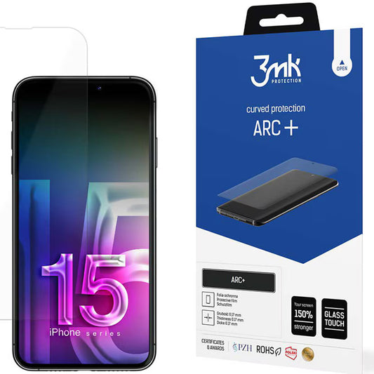 Skärmskydd 3MK ARC+ för Apple iPhone 15, plast