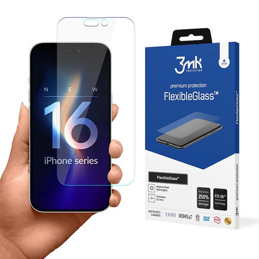 3MK FlexibleGlass Screen Protector for Apple iPhone 16 Pro Max, Flexible Glass, Full Glue