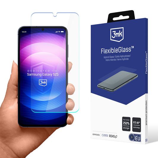 3MK FlexibleGlass skärmskydd för Samsung Galaxy S25 S931, Flexibelt glas, Full limning