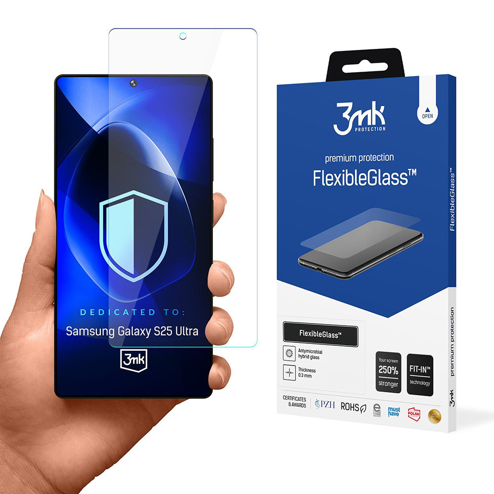 Skärmskydd 3MK FlexibleGlass för Samsung Galaxy S25 Ultra S938, Flexibelt Glas, Fullt Lim
