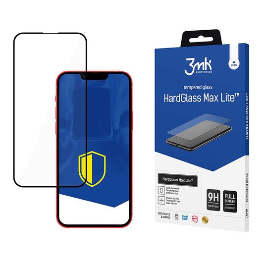 Skärmskydd 3MK HardGlass Max Lite för Apple iPhone 17e / 16e / 14 / 13 Pro, Härdat Glas, Fullt Lim, Svart