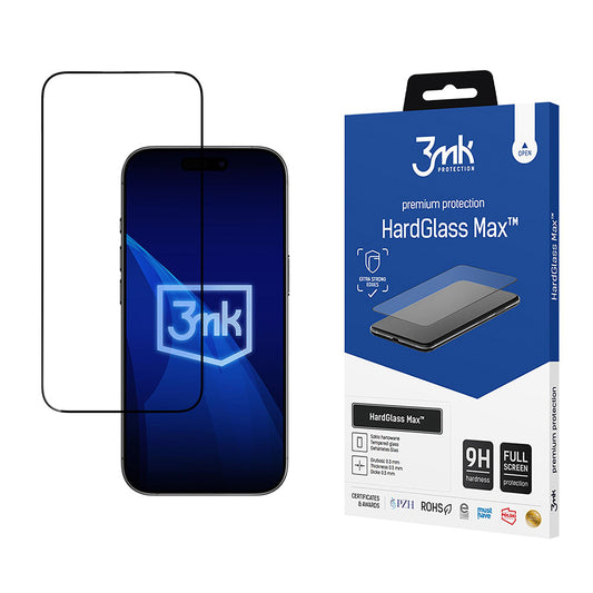 Skärmskydd 3MK HardGlass Max för Apple iPhone 17 Air, Härdat Glas, Full Glue, Svart