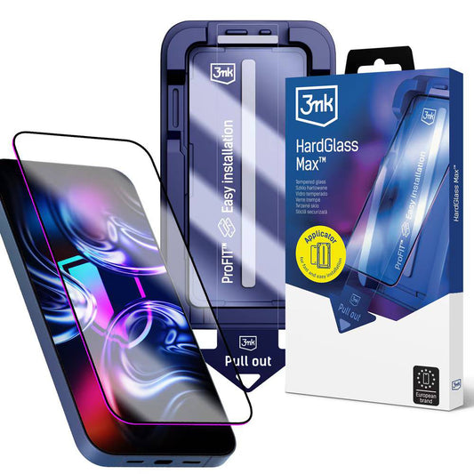 Skärmskydd 3MK HardGlass Max för Apple iPhone 18 Pro Max / 17 Pro Max, Härdat Glas, Fullt Lim, Svart