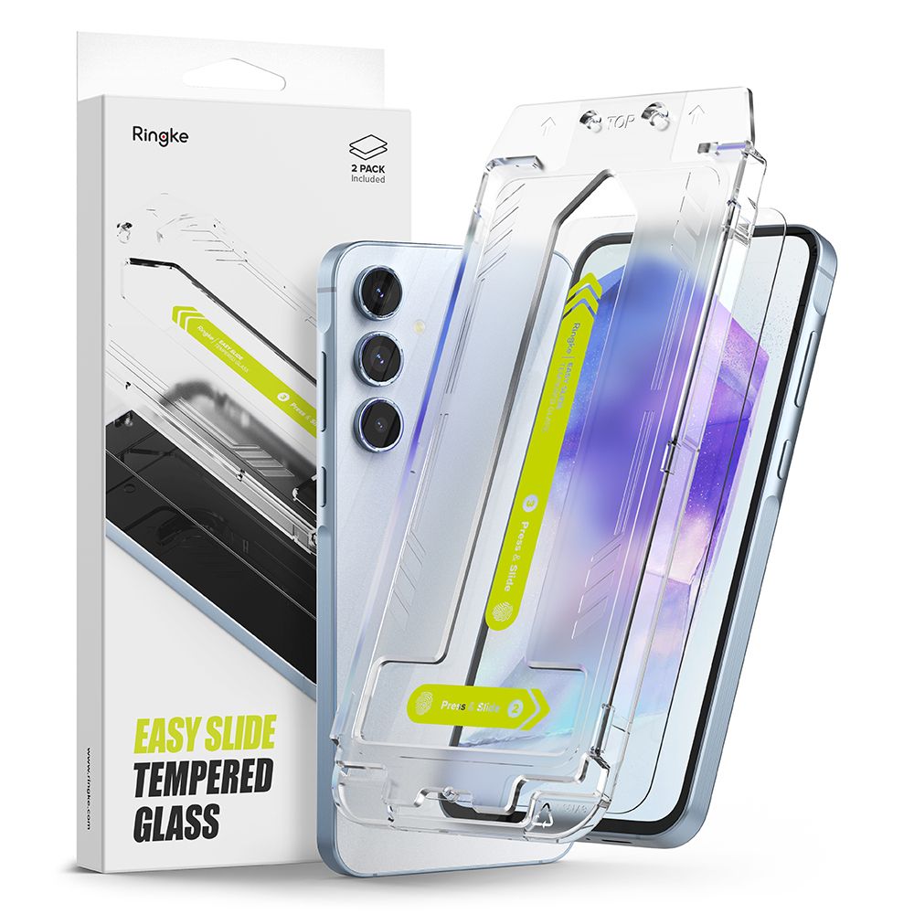 Ringke Easy Slide skärmskydd för Samsung Galaxy A55 5G A556, glasskyddat, full limning, set 2 delar 