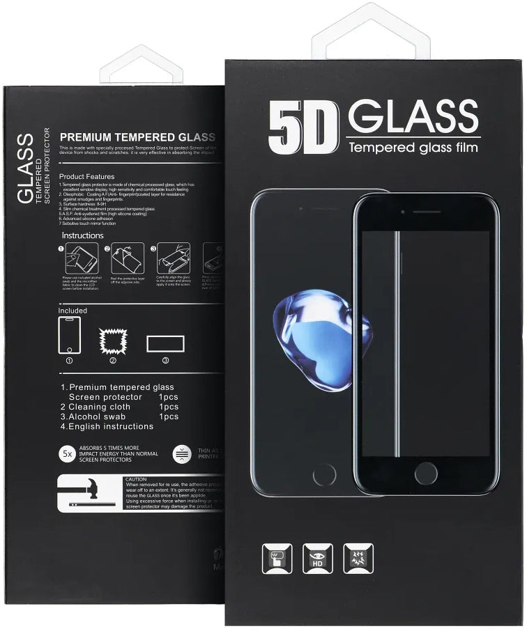 OEM skärmskydd för Motorola Edge 60 Fusion / Edge 60, Härdat glas, Fullt lim, 5D, Svart