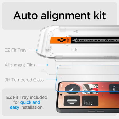 Skyddsfilm Clear Spigen GlastR EZ FIT för Nothing Phone (3a) / Phone (3a) Pro, Härdat Glas, Full Glue AGL09429