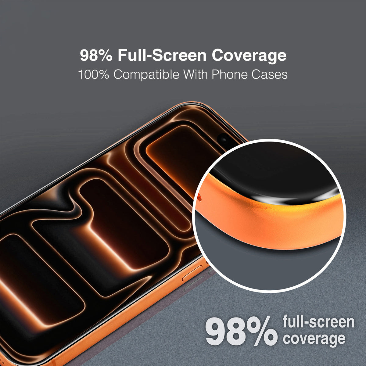 Tel Protect 10X HD DLC Diamond Coating Screen Protector for Apple iPhone 18 Pro / 17 Pro, Tempered Glass, Full Glue, Black