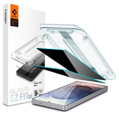 Skärmskydd Privacy Spigen GlastR EZ FIT HD för Samsung Galaxy S25 Ultra S938, Härdat Glas, Fullt Lim, Set om 2 stycken AGL09335