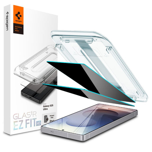 Skärmskydd Privacy Spigen GlastR EZ FIT HD för Samsung Galaxy S25 Ultra S938, Härdat Glas, Fullt Lim, Set om 2 stycken AGL09335