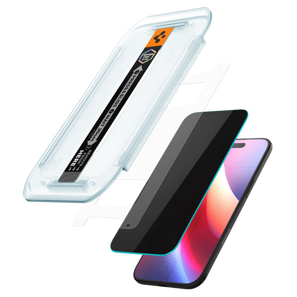 Skärmskydd Privacy Spigen GlastR EZ FIT för Apple iPhone 17 Air, Härdat Glas, Full Lim, Set med 2 stycken