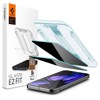 Privacy-skärmskydd Spigen GlastR EZ FIT för Google Pixel 9 Pro XL, härdat glas, full limning, set om 2 stycken AGL09313