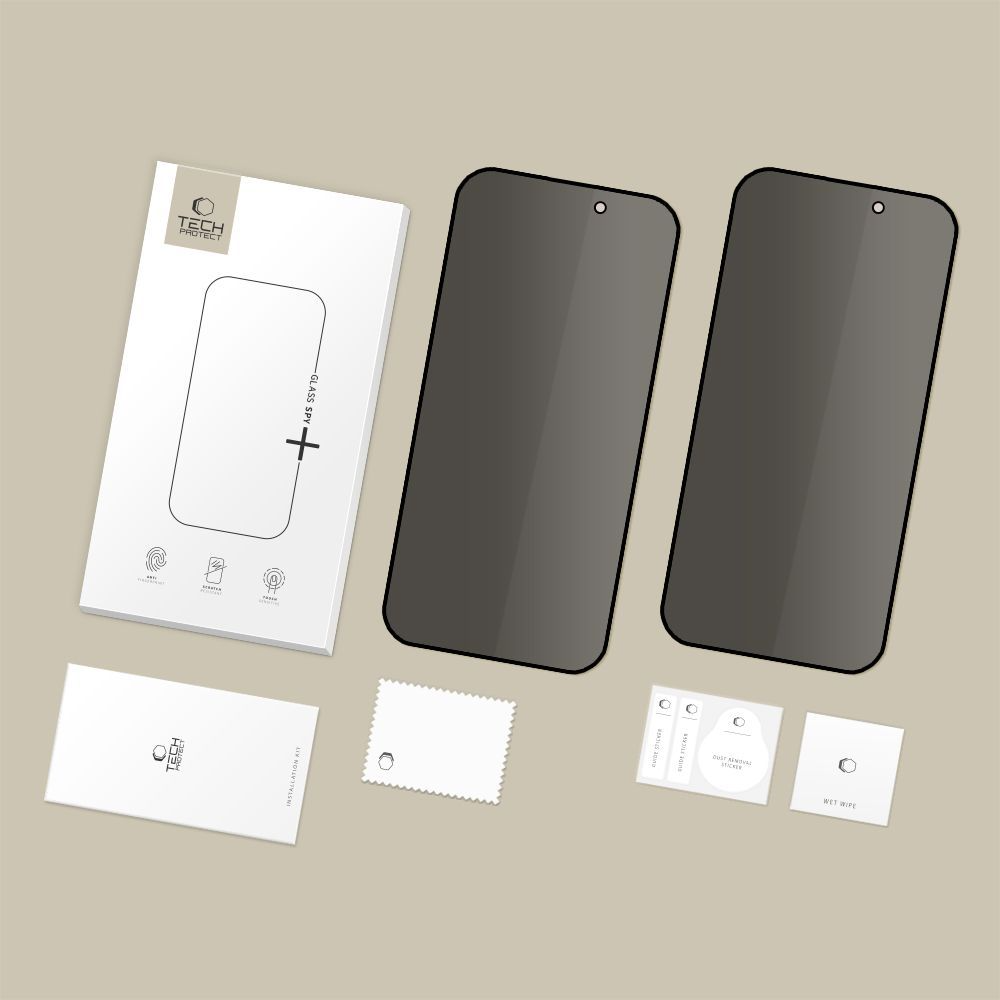 Privacy Tech-Protect Spy+ skärmskydd för Apple iPhone 17 Pro Max / 16 Pro Max, härdat glas, full lim, set om 2 stycken