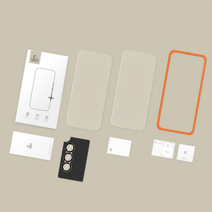 Skärmskydd och baksideskamera Tech-Protect Quick Set+ för Samsung Galaxy A57 5G, Härdat glas, Full lim, Set om 3 stycken