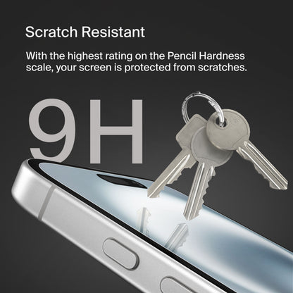 Belkin ScreenForce TemperedGlass skärmskydd för Apple iPhone 16 / 15 / 14 Pro, härdat glas, full lim OVA135zz