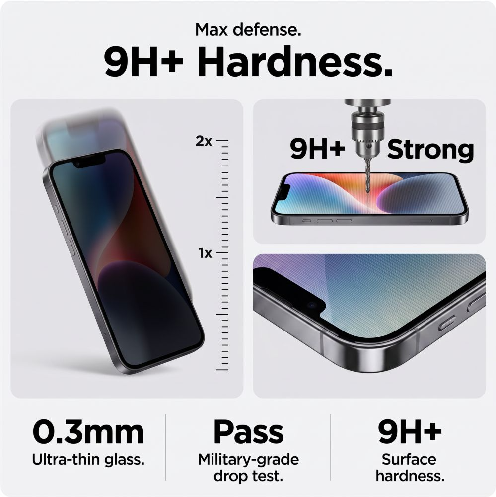 Privacy Tech-Protect OneTouch skärmskydd för Apple iPhone 18 Pro Max, härdat glas, full limning, set med 2 stycken
