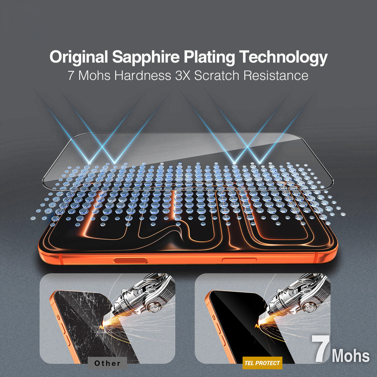 Tel Protect 10X HD DLC Diamond Coating skärmskydd för Apple iPhone 18 Pro Max / 17 Pro Max, härdat glas, helklistrat, svart