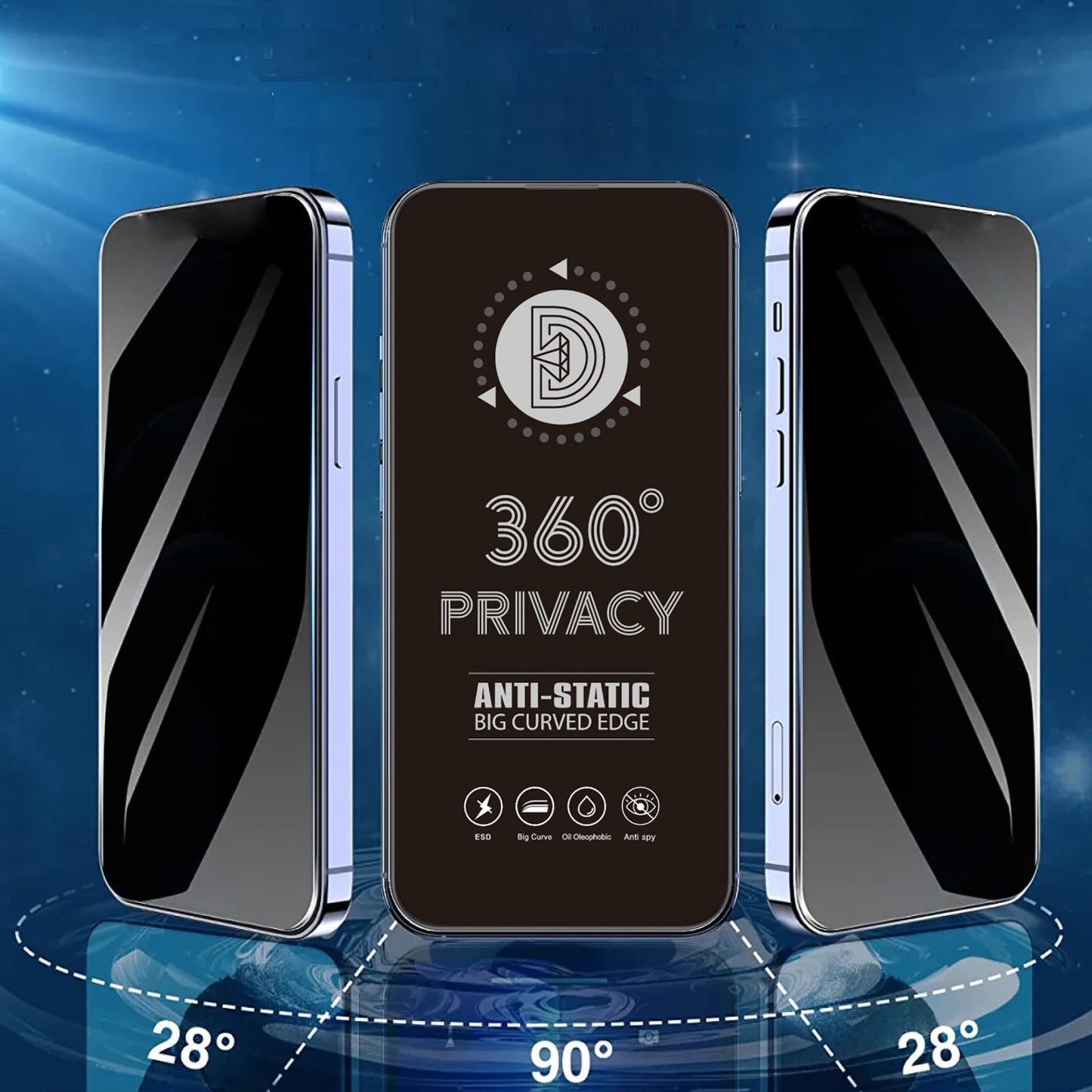 OEM 360 Privacy Skärmskydd för Samsung Galaxy A37 5G, Härdat Glas, Fullt Lim