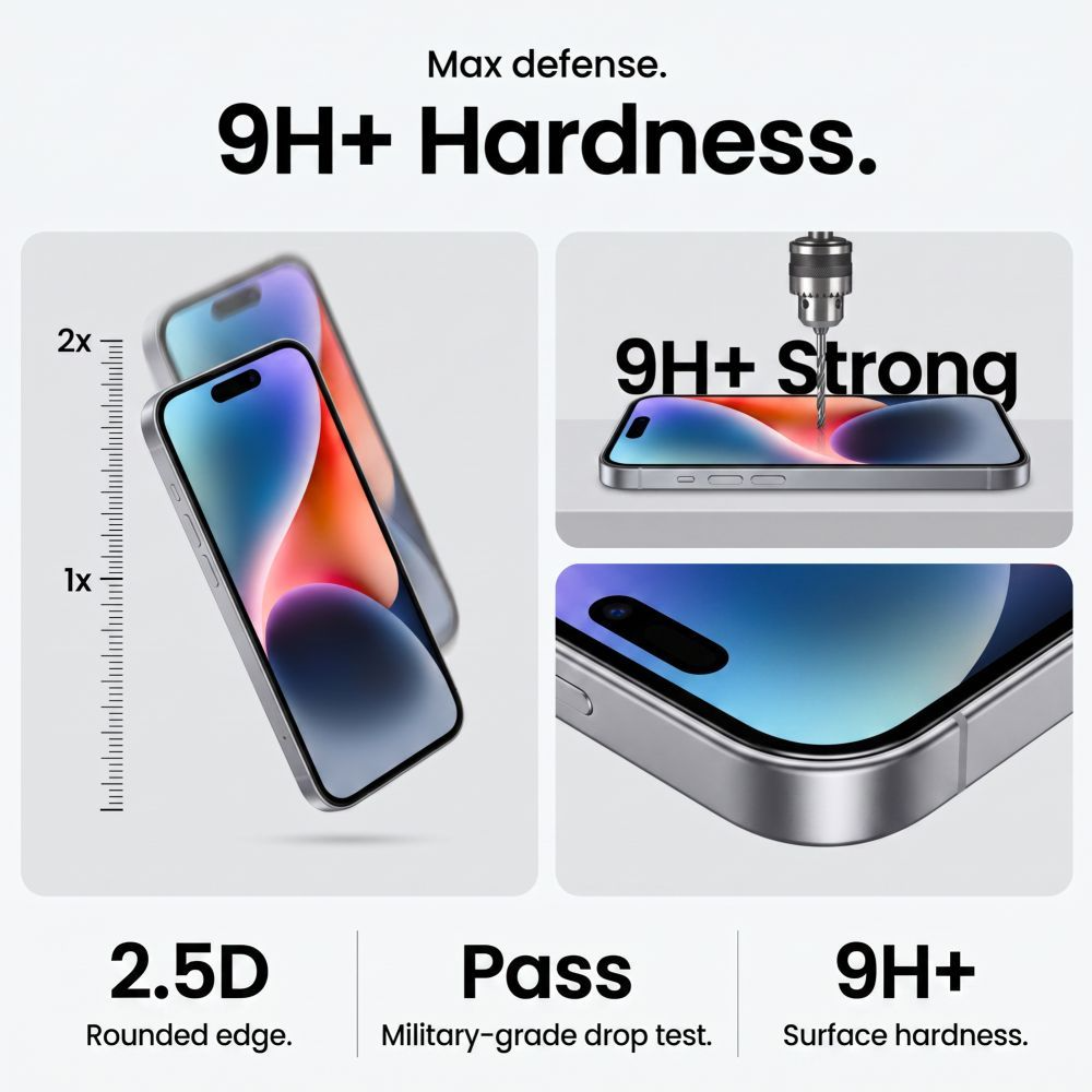 Tech-Protect OneTouch skärmskydd för Apple iPhone 18 Pro / 17 Pro, härdat glas, full limning, set med 2 stycken, transparent