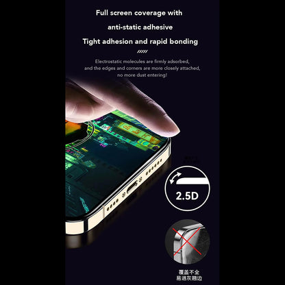 Anank 1X Reinforced Anti-Fingerprint Screen Protector for Apple iPhone 16, Tempered Glass, Full Glue, 2.5D, Black
