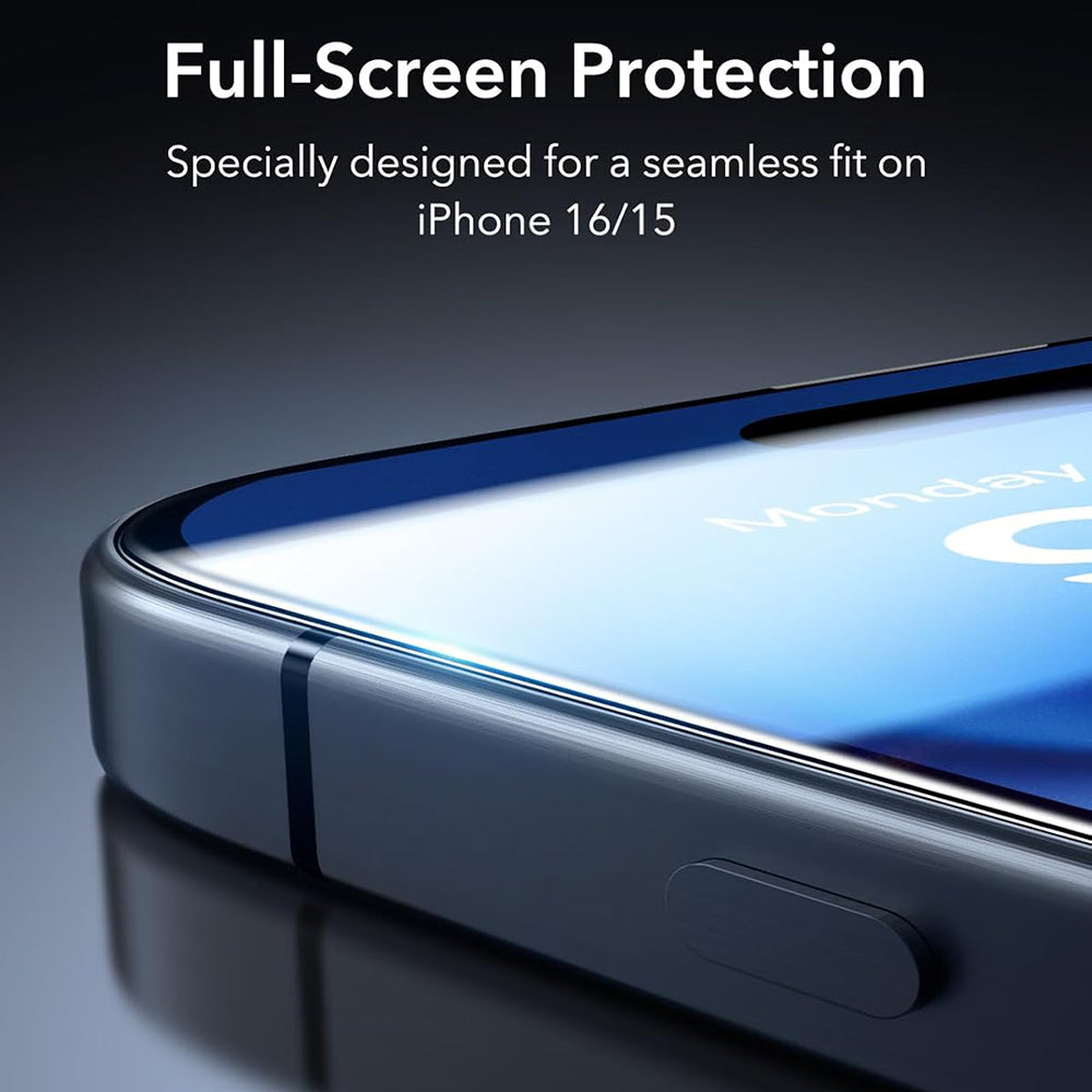 Anank 1X Förstärkt Skärmskydd för Apple iPhone 16 Pro, Härdat Glas, Fullt Lim, 3D, Set med 10 stycken