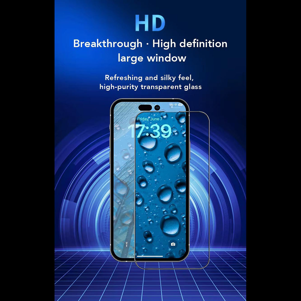 Anank 3X Förstärkt Skärmskydd för Apple iPhone 15 Pro Max, Härdat Glas, Fullt Lim, 2.5D, Svart