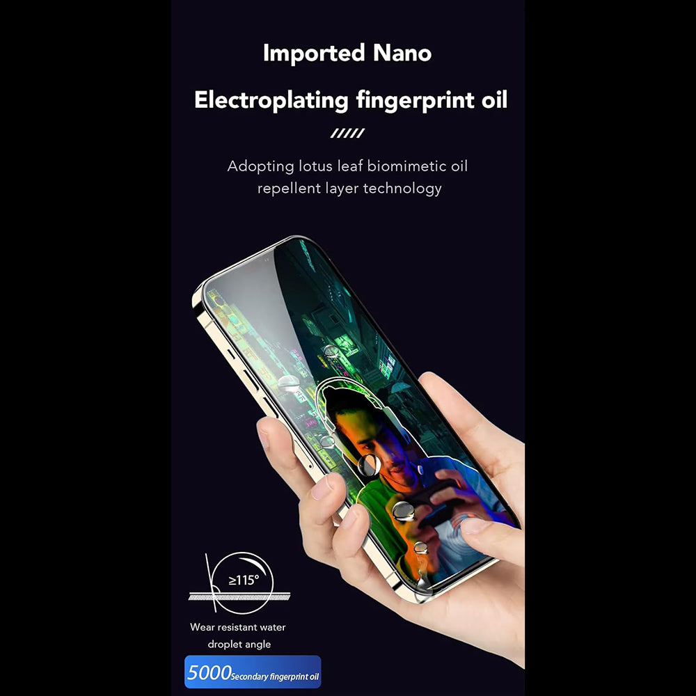 Anank Anti-Fingerprint Skärmskydd för Apple iPhone 15 Pro Max, Härdat Glas, Fullt Lim, 2.5D, Svart