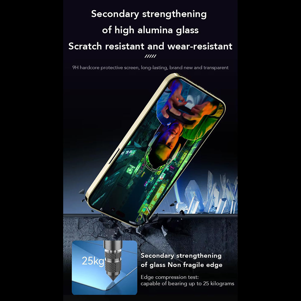 Anank Anti-Fingerprint Skärmskydd för Apple iPhone 15 Pro Max, Härdat Glas, Fullt Lim, 2.5D, Svart