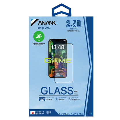 Anank Anti-Fingerprint Screen Protector Film for Apple iPhone 17e / 16e / 14 / 13 Pro, Tempered Glass, Full Glue, 2.5D, Black