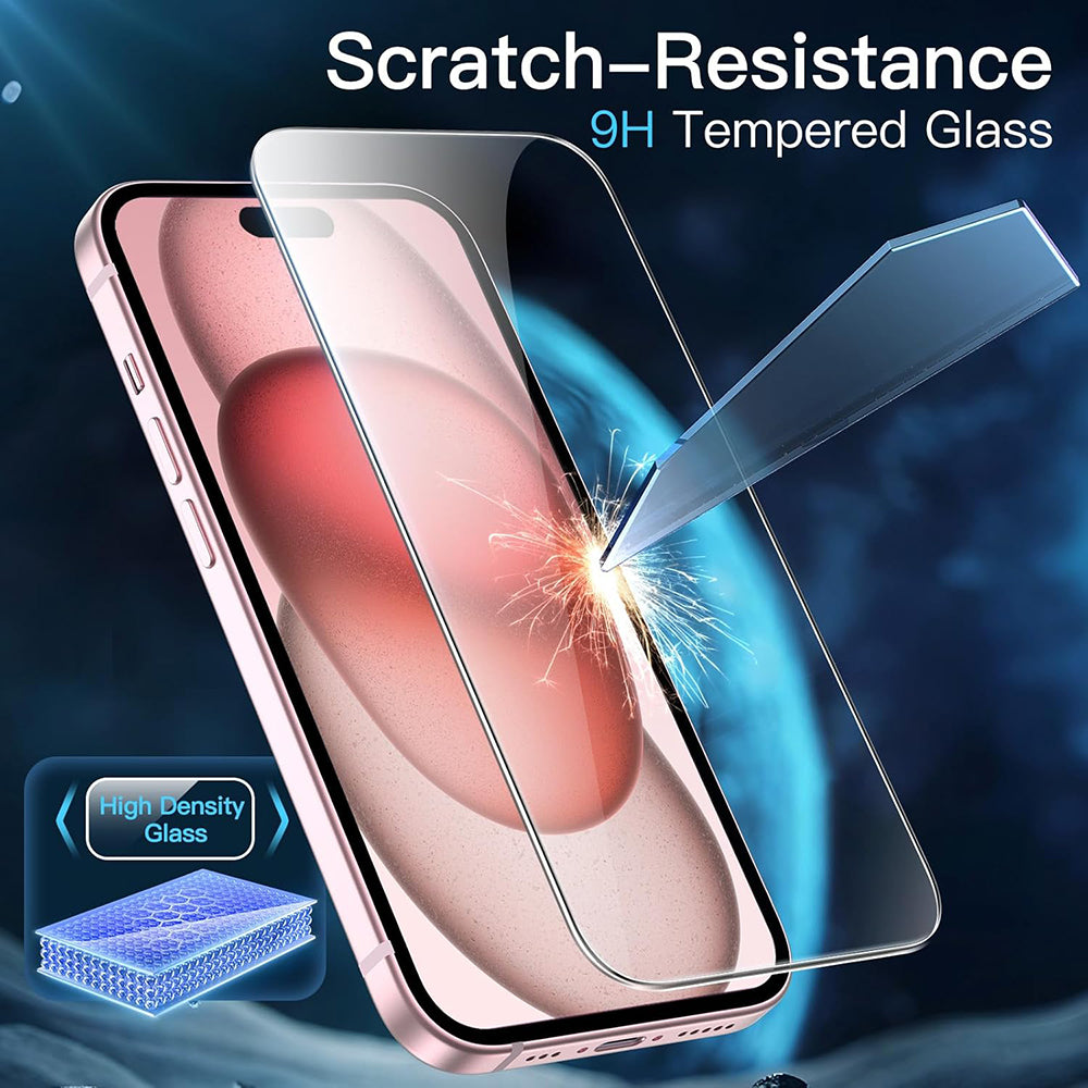 Anank skärmskydd för Apple iPhone 15, härdat glas, full lim, 3D, set med 10 stycken
