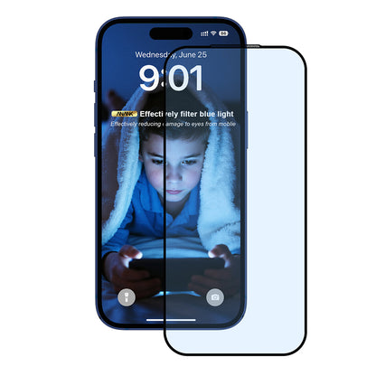 Skärmskydd Anti Blue Light Anank 5X Förstärkt för Apple iPhone 17, Härdat Glas, Full Lim, 2.5D, Svart