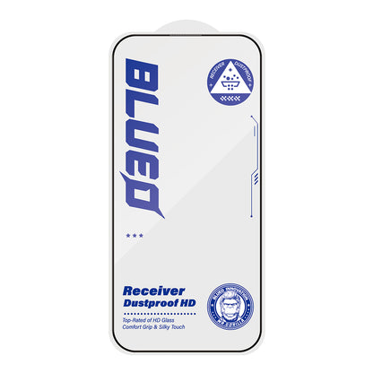 Blueo Anti-Dust HD skärmskydd för Apple iPhone 16 Plus / 15 Plus, härdat glas, full lim, svart