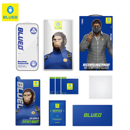 Blueo Anti-Dust HD skärmskydd för Apple iPhone 16 Pro Max, härdat glas, full lim, svart