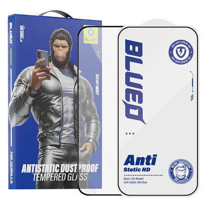 Blueo Anti-Static HD skärmskydd för Apple iPhone 18 Pro Max / 17 Pro Max / 16 Pro Max, härdat glas, full lim, svart