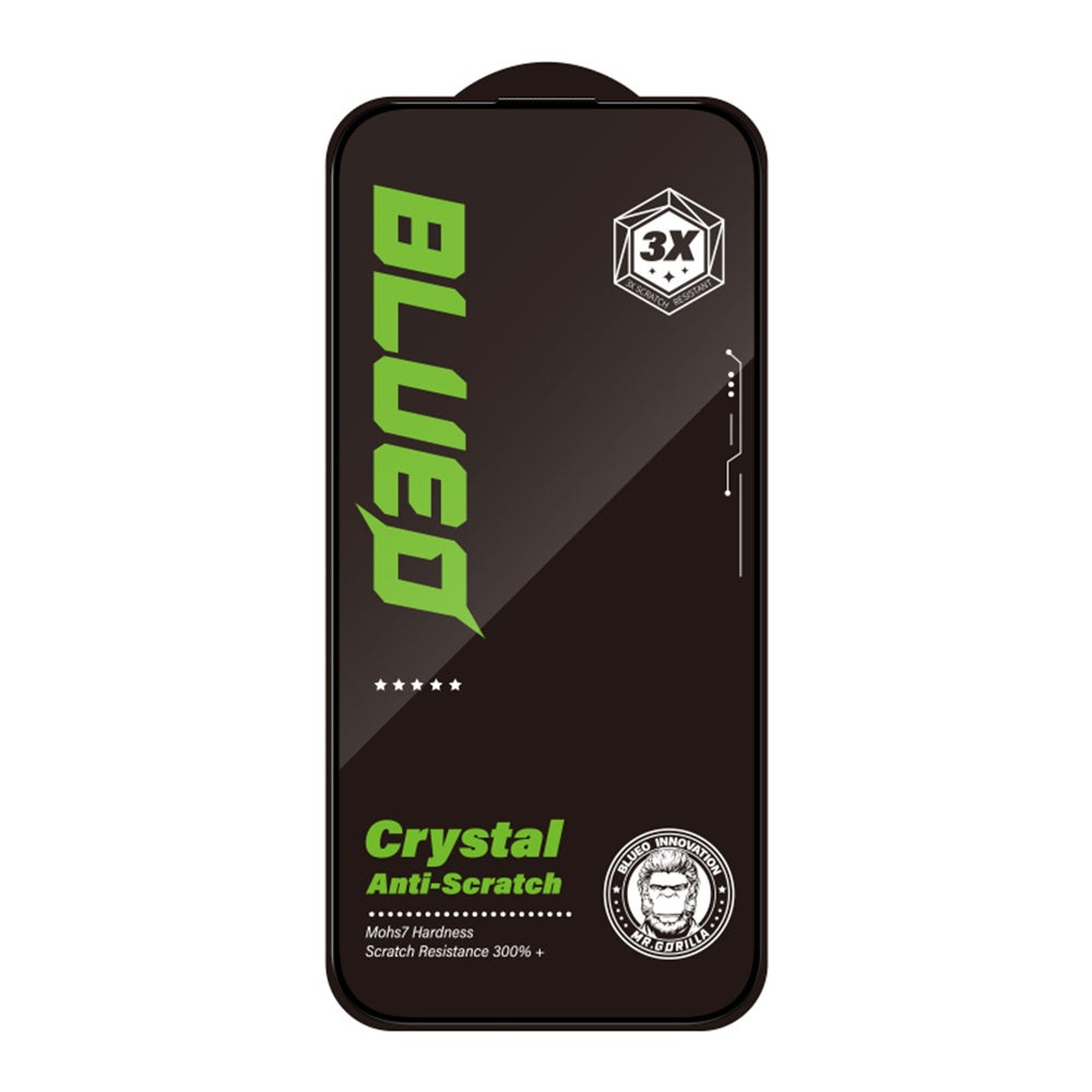 Blueo Crystal Anti-Scratch Skärmskydd för Apple iPhone 15 Pro Max, Härdat Glas, Fullt Lim, Svart
