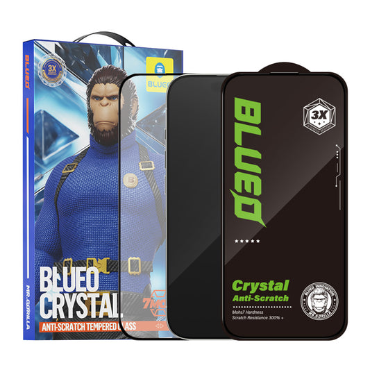 Blueo Crystal Anti-Scratch Skärmskydd för Apple iPhone 15 Pro, Härdat Glas, Fullt Lim, Svart