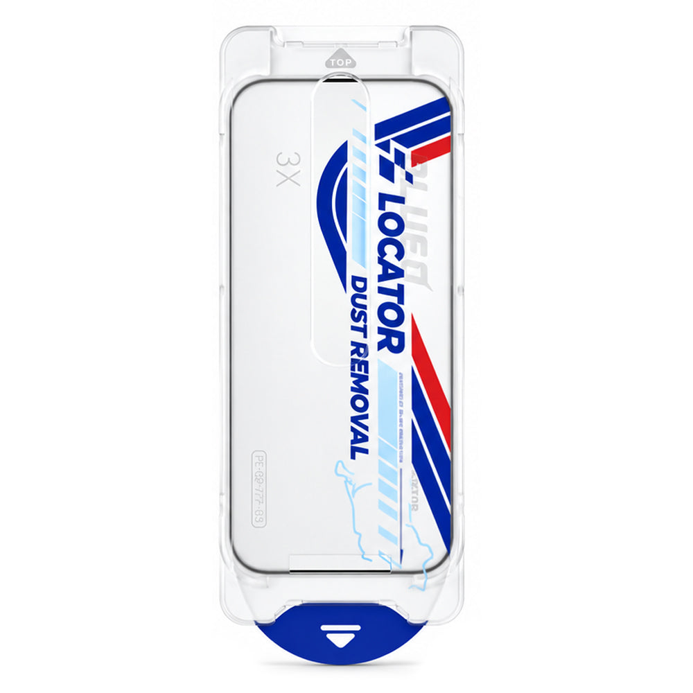 Blueo Drop Resistant Applicator Pro skärmskydd för Apple iPhone 18 Pro / 17 Pro / 17 / 16 Pro, härdat glas, helklistrat, svart