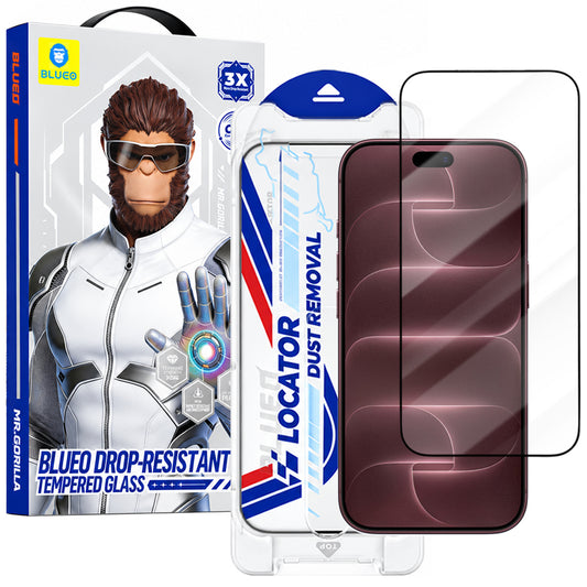 Blueo Drop Resistant Applicator Pro skärmskydd för Apple iPhone 18 Pro Max / 17 Pro Max, härdat glas, helklistrat, svart