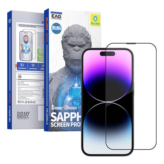 Blueo Sapphire Applicator Pro skärmskydd för Apple iPhone 15 Pro Max, härdat glas, full limning, svart