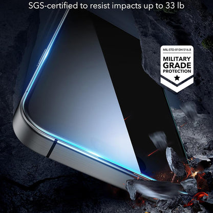 Skärmskydd ESR för Apple iPhone 17 / 16 Pro, Härdat Glas, Full Lim, Set med 3 stycken