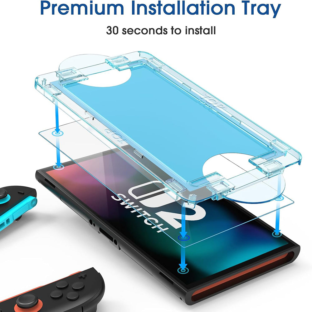 Techsuit SwitchAura Skärmskydd med Applikator för Nintendo Switch 2, Härdat Glas, Set om 2 stycken