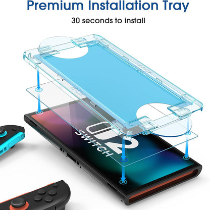 Techsuit SwitchAura Skärmskydd med Applikator för Nintendo Switch 2, Härdat Glas, Set om 2 stycken